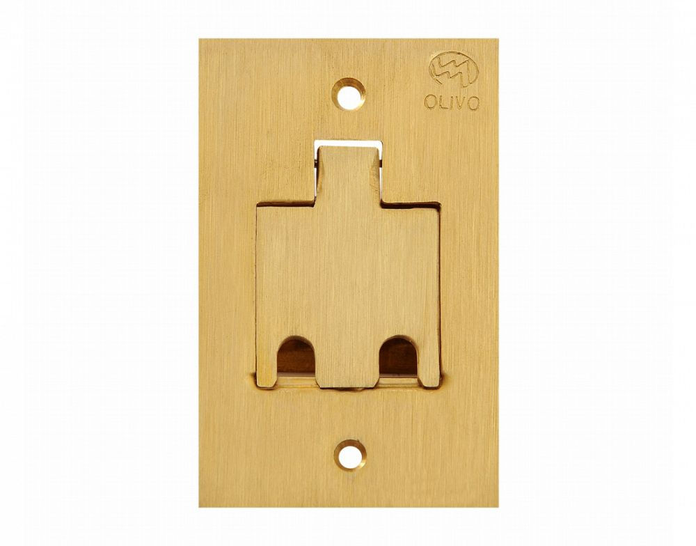 Placa Piso Unha Latão Escovado para 2 Tomadas RJ45/RJ11 4x2 Padrão