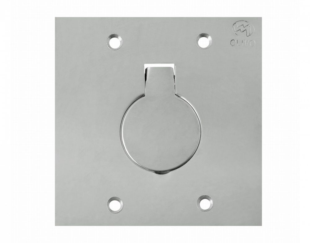 Placa Piso Unha INOX para 1 Tomada Redonda 4x4 Padrão