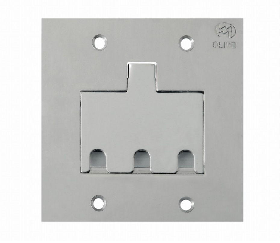 Placa Piso Unha INOX para 3 Tomadas RJ45/RJ11 4x4 Padrão