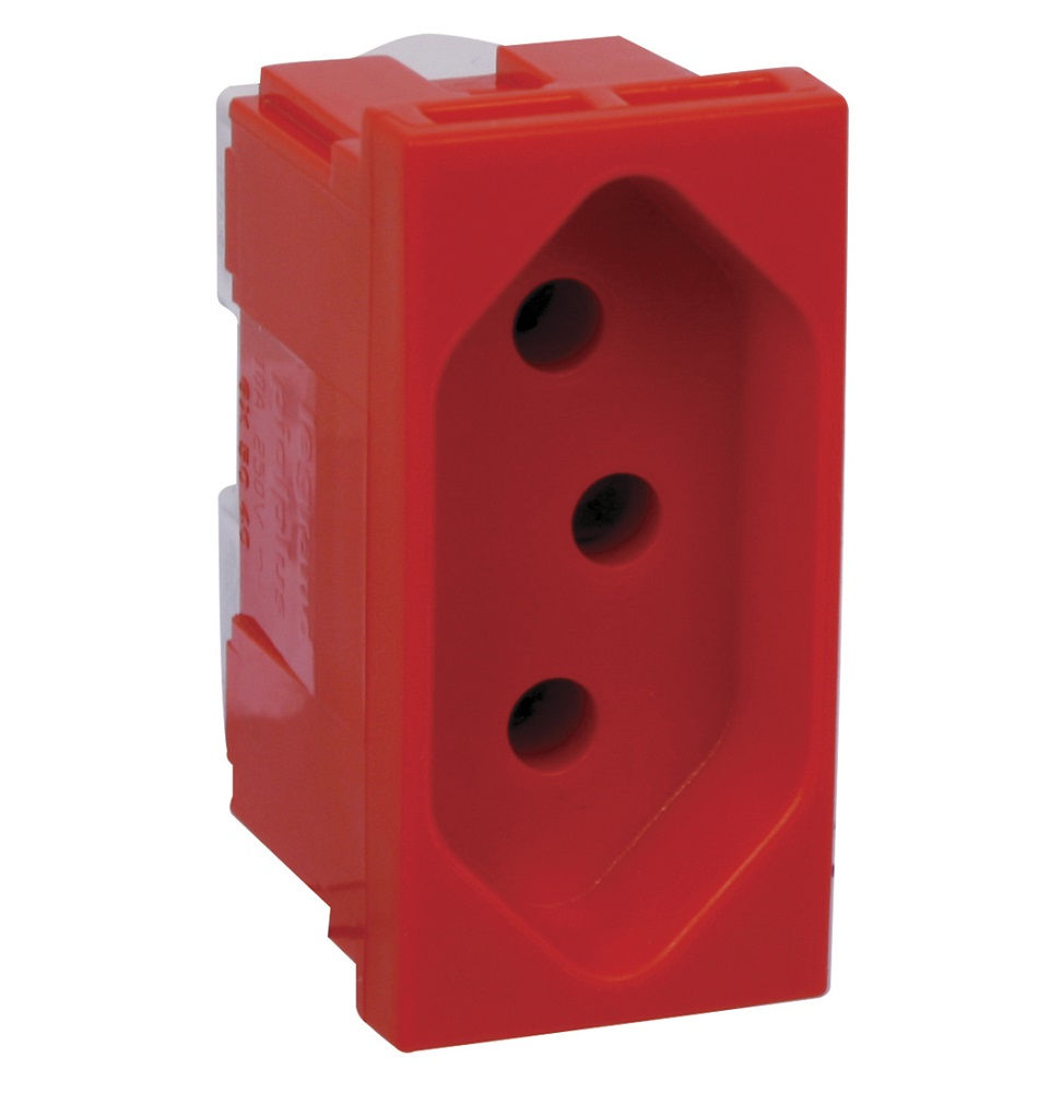 Módulo Módulo Tomada NBR 2P+T 20A/250VCA PVC Vermelho Linha Pial PLUS
