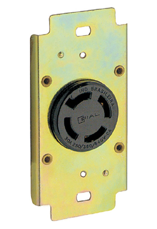 Tomada 3P+T Embutir Vertical 30A/440VCA Sem Placa Preta Pial Pial Legrand