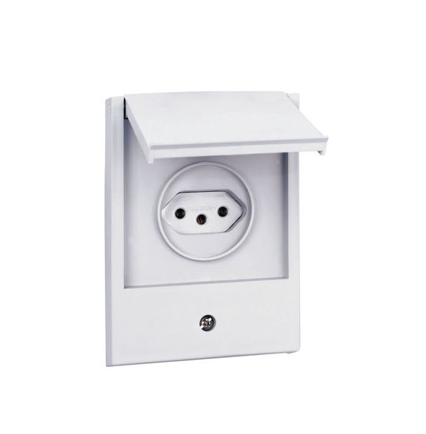 Tomada 2P+T Embutir Horizontal 4x2 20A/250VCA com Placa Cinza Aquatic