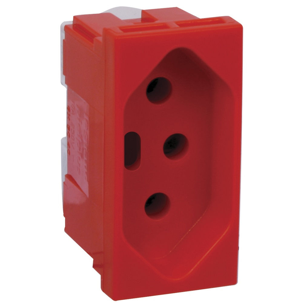 Módulo Módulo Tomada NBR 2P+T 20A/250VCA PVC Dedicada Vermelho Linha Pial PLUS Mais