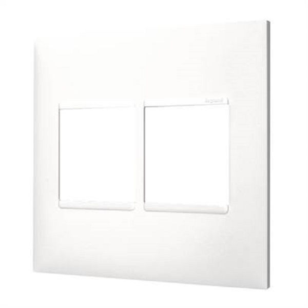 Placa PVC para 2 Módulos Lado a Lado 4x4 Branca Linha Pial PLUS Mais