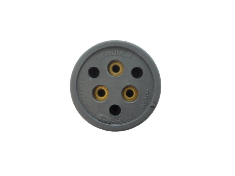 Tomada PVC 3P Redondo Sobrepor Industrial Redonda 20A/500VCA Cinza Inquebrável