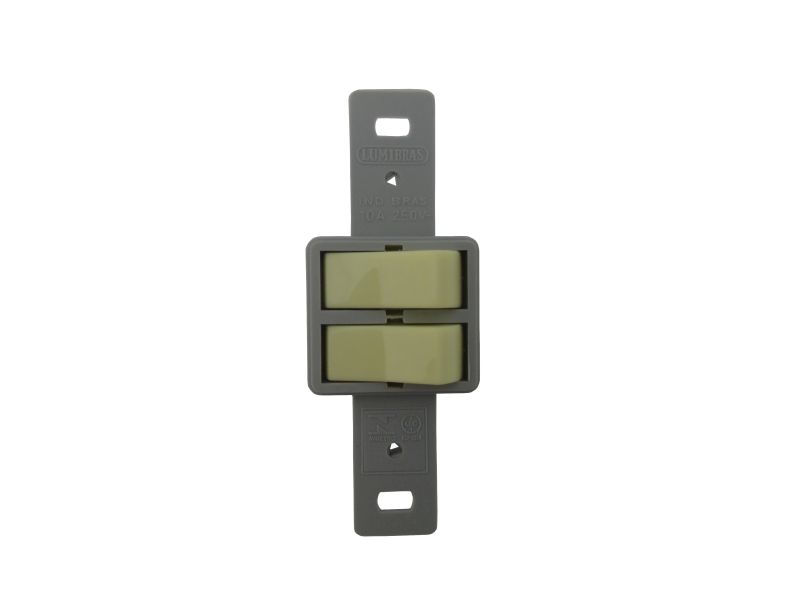 Interruptor Embutir 2 Teclas Simples Horizontal 10A/250VCA Corpo Preto/Tecla Amarela Linha Tradicional sem Placa