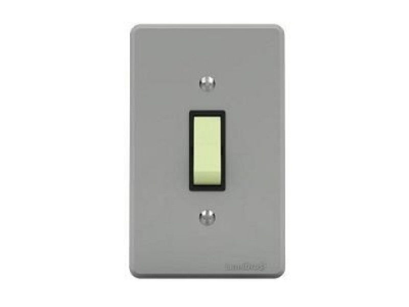 Interruptor Embutir 1 Tecla Simples Vertical 10A/250VCA 4x2 Cinza com Placa