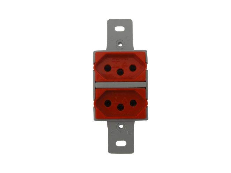 Tomada 2P+T Dupla Embutir Horizontal 20A/250VCA sem Placa Vermelha
