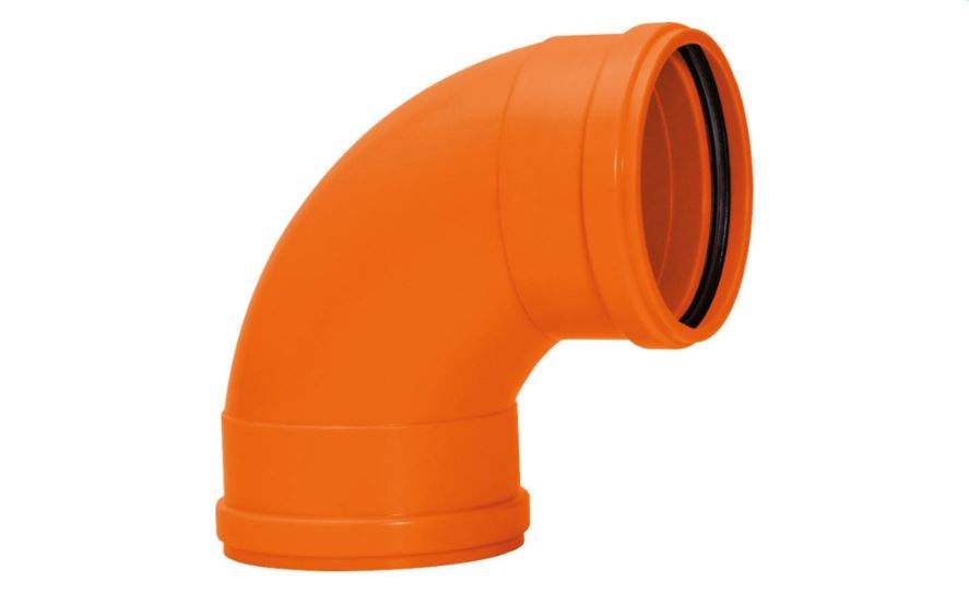 Curva PVC 90G para PE de Coluna 100 mm Silentium Laranja Esgoto