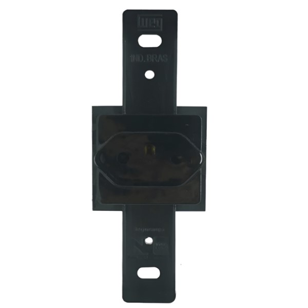 Tomada 2P+T Embutir Horizontal 20A/250VCA Sem Placa Preta Tradicional WEG