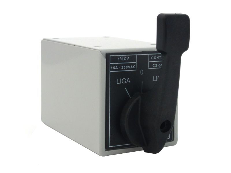 Chave Liga/Desliga Trifásica Sobrepor 15A com Manopla Longa