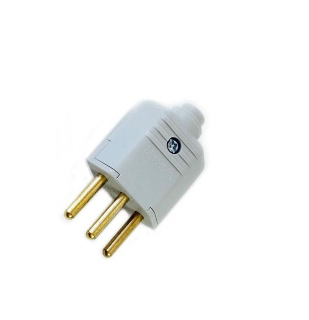 Plugue Macho 2P+T 10A 250VCA PVC Cinza