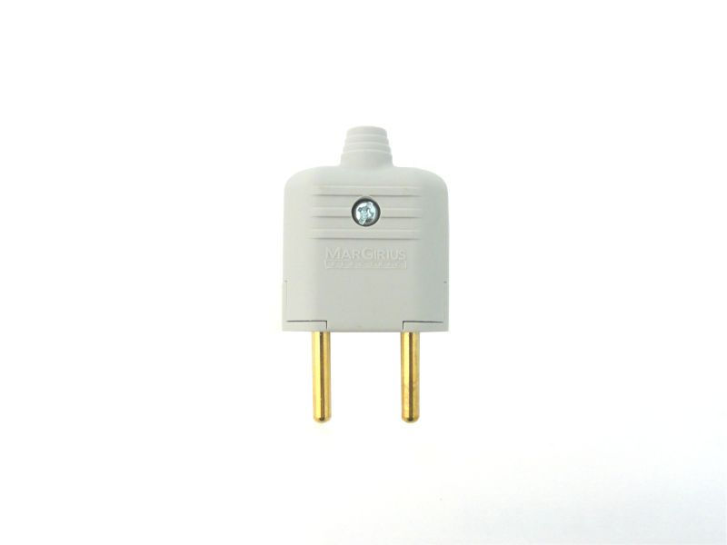 Plugue Macho 2P Redondo 10A 250VCA PVC Cinza