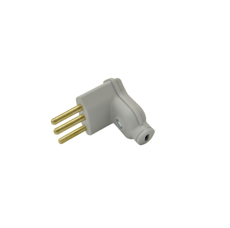 Plugue Macho NBR 2P+T 10A 250VCA PVC Cinz sem Prensa Cabo
