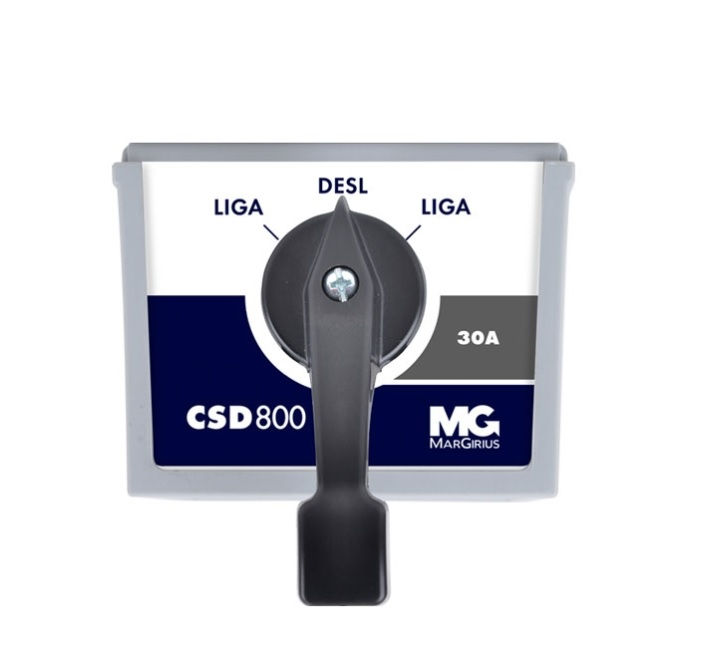 Chave Liga/Desliga Trifásica Sobrepor 30A com Manopla Longa Dupla