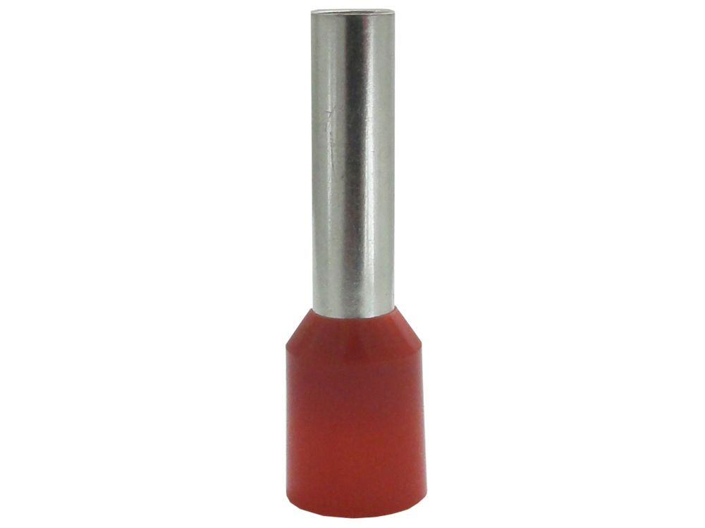 Terminal Cobre Estanhado a Compressão Pino Tubular Pre-Isolado 10,00 mm² Vermelho