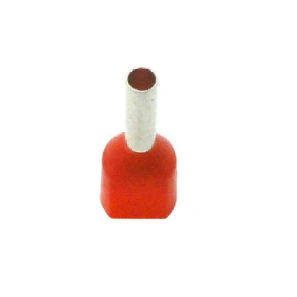 Terminal Cobre Estanhado a Compressão Pino Tubular Duplo Pre-Isolado 1,00 mm² Vermelho