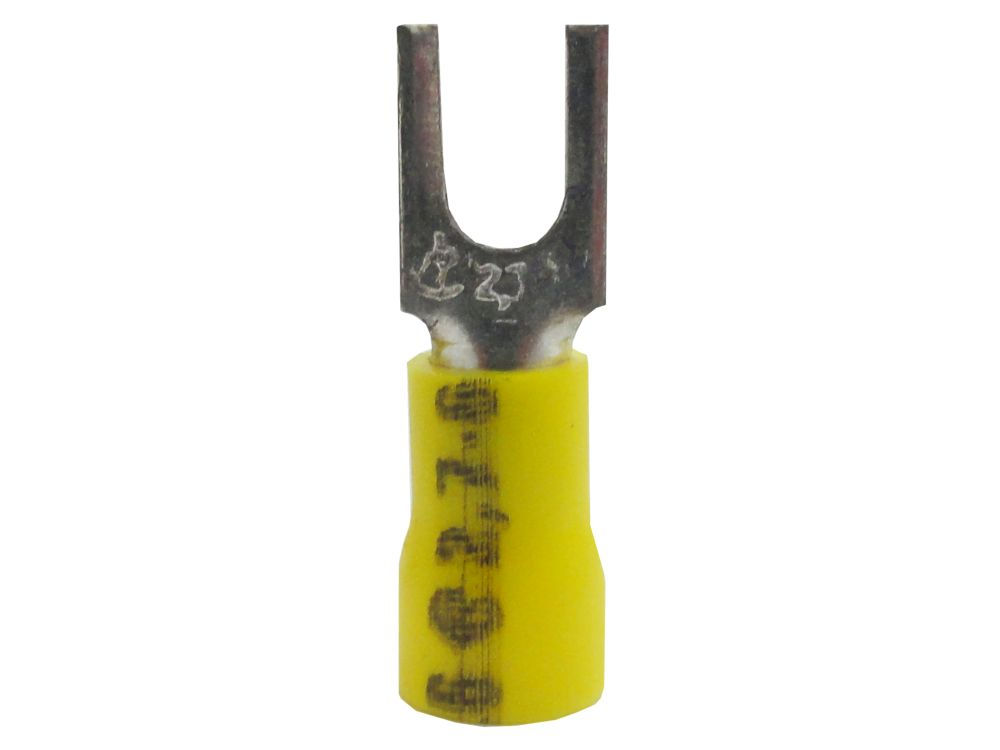 Terminal Cobre Estanhado a Compressão Garfo Pre-Isolado 4,00-6,00 mm² com 1 Furo M4 Amarelo