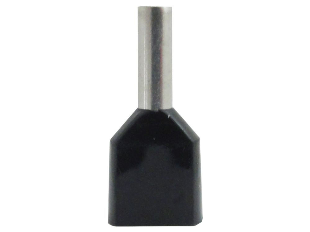 Terminal Cobre Estanhado a Compressão Pino Tubular Duplo Pre-Isolado 1,50 mm² Preto