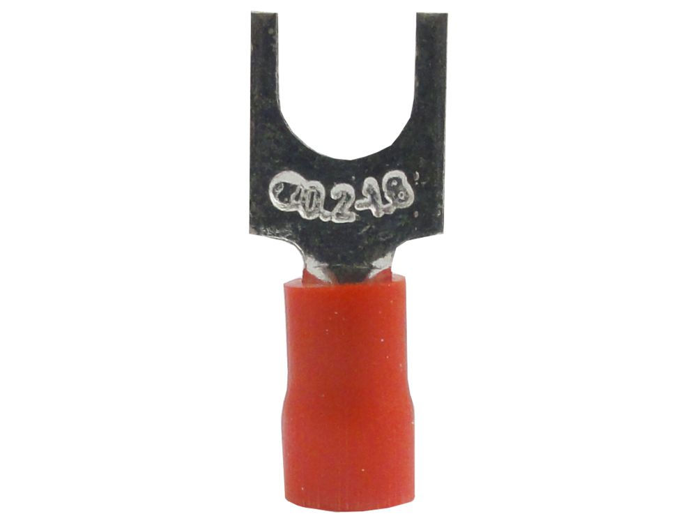 Terminal Cobre Estanhado a Compressão Garfo Pre-Isolado 0,50-1,50 mm² com 1 Furo M5 Vermelho