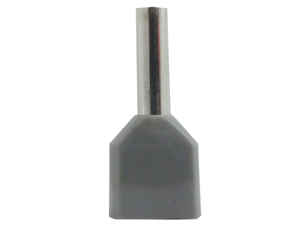Terminal Cobre Estanhado a Compressão Pino Tubular Duplo Pre-Isolado 2,50 mm² Cinza