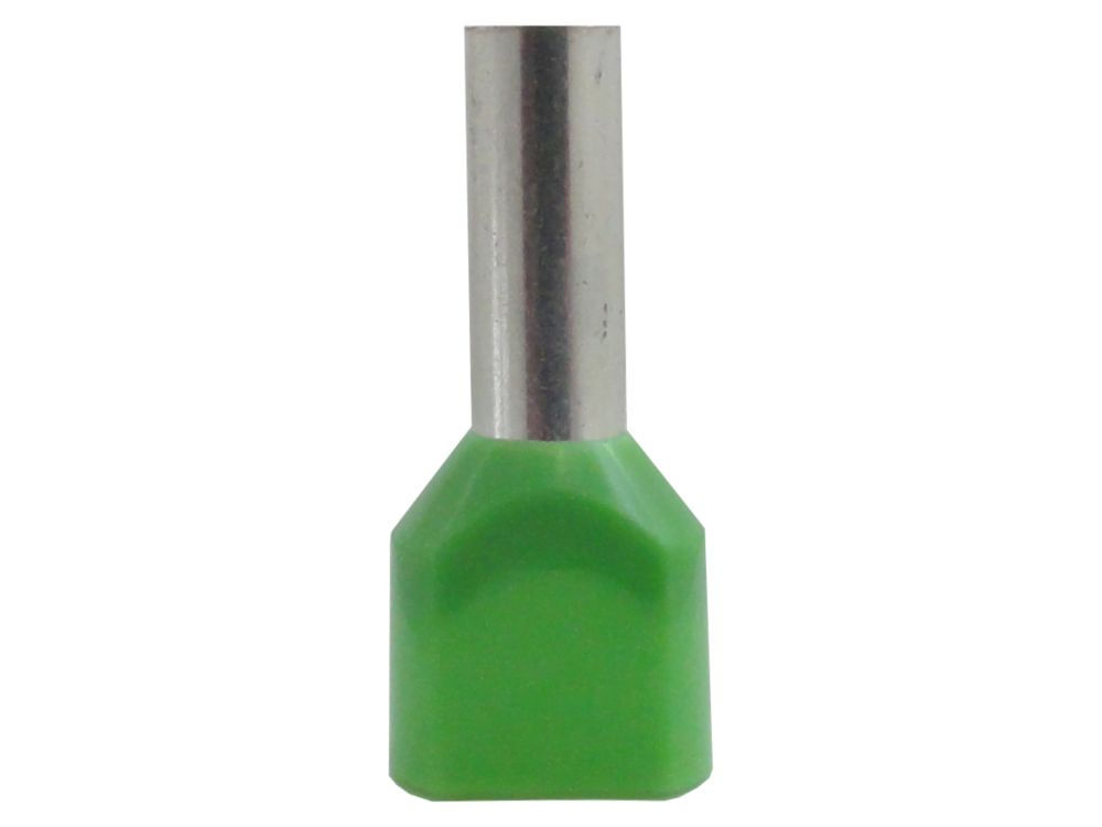 Terminal Cobre Estanhado a Compressão Pino Tubular Duplo Pre-Isolado 6,00 mm² Verde
