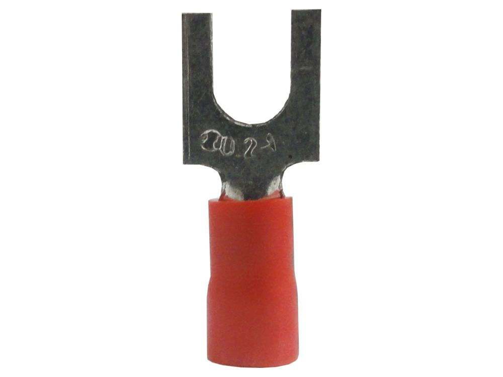 Terminal Cobre Estanhado a Compressão Garfo Pre-Isolado 10,00 mm² com 1 Furo M6 Vermelho