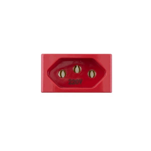 Módulo Módulo Tomada NBR 2P+T 20A/250VCA PVC Vermelho