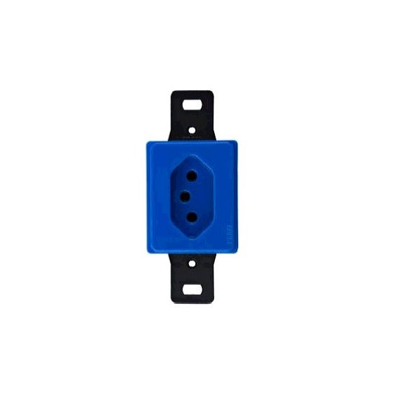 Tomada 2P+T Embutir Vertical Retangular 10A/250VCA sem Placa Azul Conduletes