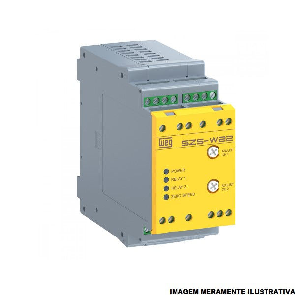 Relé Segurança Relé Segurança SZS-W/22 220VCA 1NA+1NF Fixação Trilho DIN Detector Movimento Velocidade Zero Conexão para Parafusos