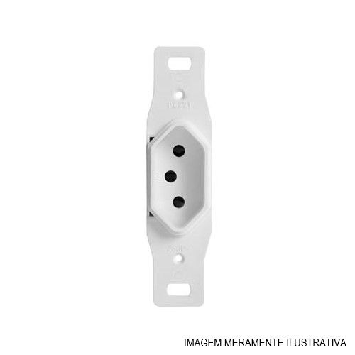 Tomada 2P+T Embutir Vertical Hexagonal 10A/250VCA sem Placa Branca Conduletes