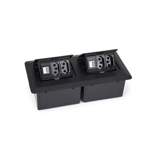 Caixa Embutir Mesa ABS para 6 Módulos 264x130 mm Raio 10 mm Preta QTMOV Pratik