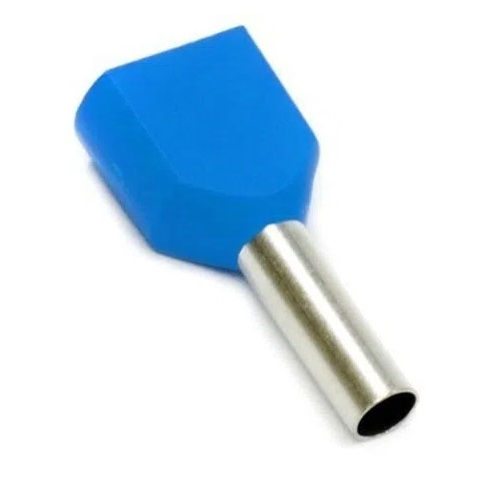 Terminal Cobre Estanhado a Compressão Pino Tubular Duplo Pre-Isolado 16,00 mm² Azul