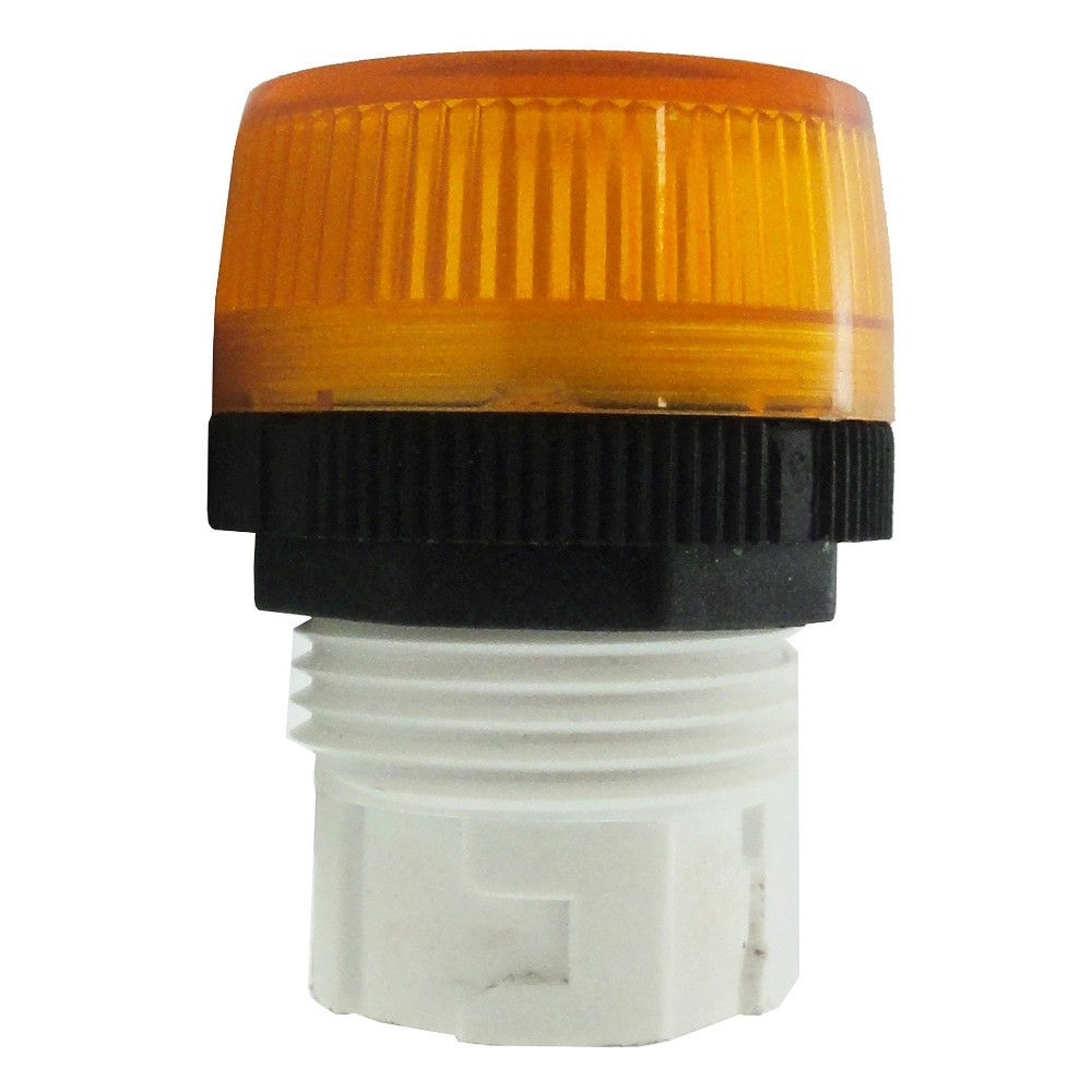 Sinaleiro Led PVC Faceado Lente Raiada sem LED 22 mm Amarelo