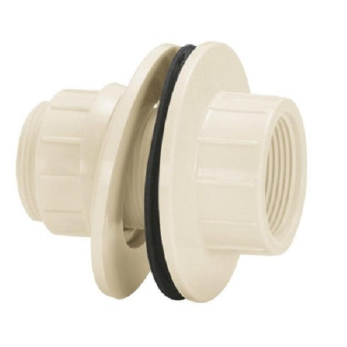 Adaptador PVC Rosqueável com Flange para Caixa D'água Auto-ajustável 1/2" Branco Água Fria