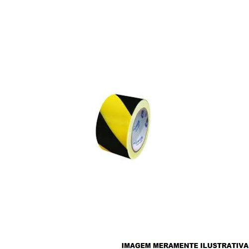 Fita Sinalização PVC Zebrada AM/pr Rolo com 100 M