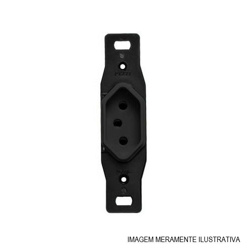 Tomada 2P+T Embutir Vertical Hexagonal 10A/250VCA sem Placa Preta Conduletes