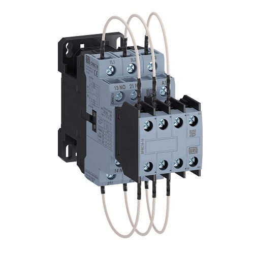 Contator Para Capacitor 22A 2NA+1NF 220VCA 50/60 Hz CWBC18 8/15/16 KVAR 220/380/440VCA Conexão para Parafuso
