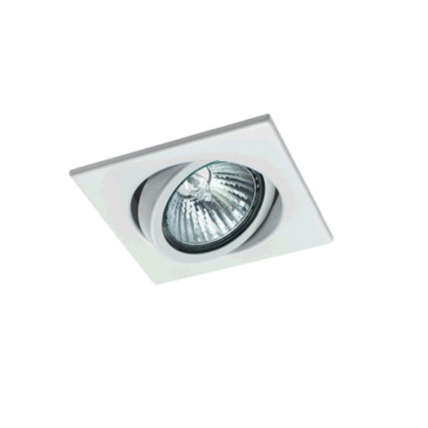 Spot Embutir Quadrado 1x50W para Lâmpada PAR 20 Chapa Direcionável com Soquete E27 Branco