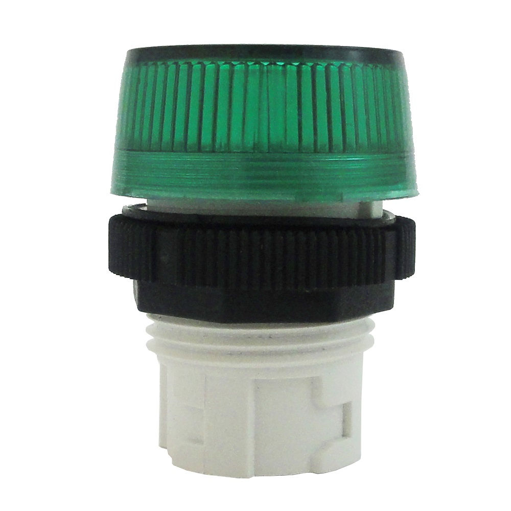 Sinaleiro Led PVC Faceado Lente Raiada sem LED 22 mm Verde