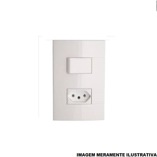 Interruptor Conjunto Embutir 1 Tecla Simples + 1 Tomada NBR 2P+T 10A/250VCA Branco Linha Miluz com Placa