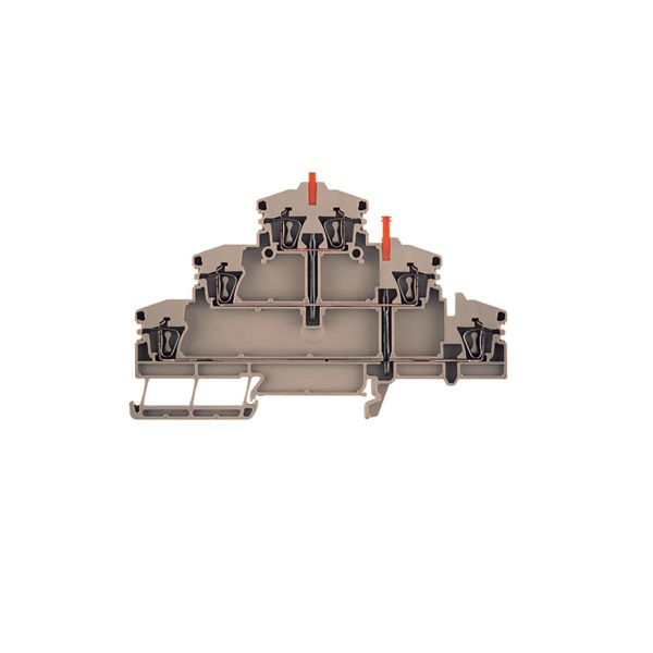 Conector Passagem SAK Poliamida Zdld/Zdu Triplo 2,50 mm² Bege Conexão para Mola Contatos Interligados