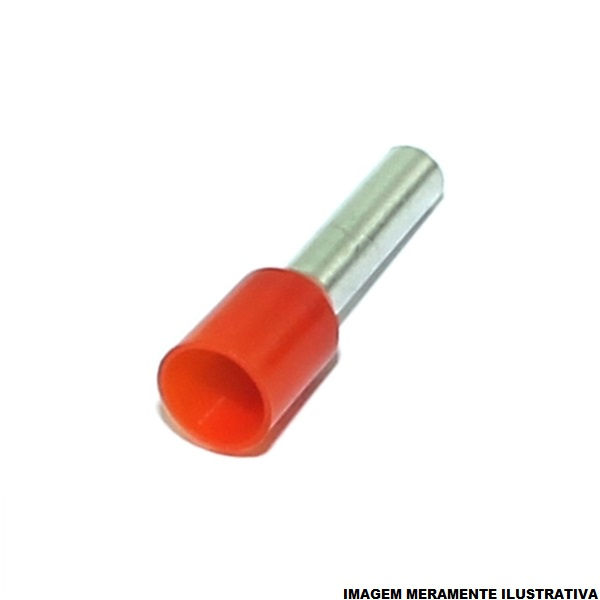 Terminal Cobre Estanhado a Compressão Pino Tubular Pre-Isolado 10,00 mm² Vermelho