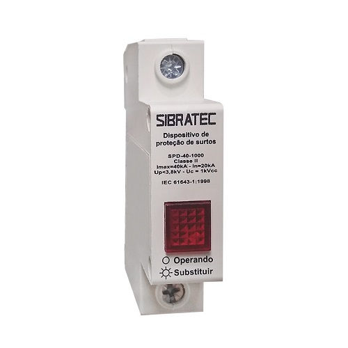 Dispositivo DPS Unipolar 20 KA/40 KA 1000VCC Proteção Contra Surto para Energia Solar DIN Classe II