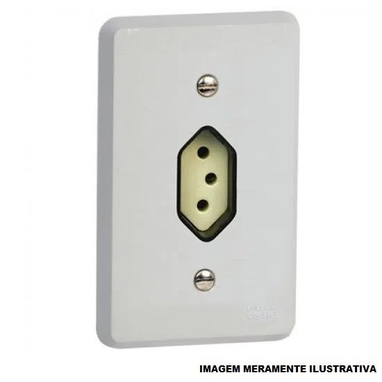 Tomada 2P+T Embutir Vertical 4x2 20A/250VCA com Placa Cinza Silentoque