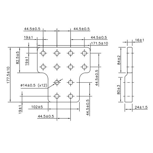 Conector Barra-Barra 4 Furos + 8 Furos Liga Cobre com Parafuso