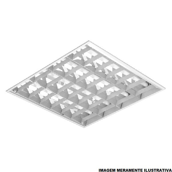 Luminária Comercial Embutir 4x10W para Lâmpada T8 com Soquete G13 Refletor Alumínio com Aletas