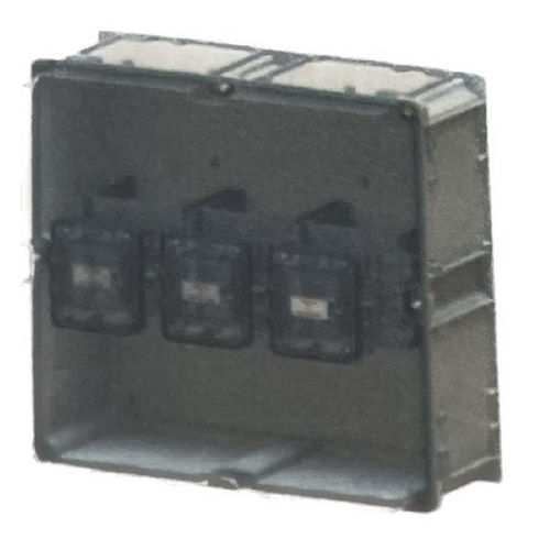 Caixa Proteção Medidor Modular Policarbonato 550x550x220 mm Cinza para 3 Disjuntores Até 250A com Visor Transparente Padrão Rge/CPFL