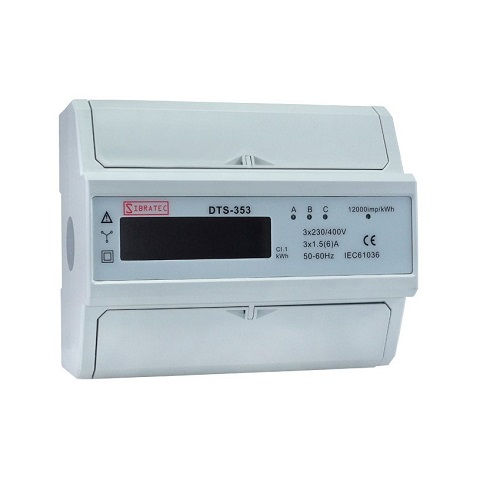 Medidor Digital Energia Ativa Trifásico DTS353 Display LCD 220/380VCA 200/5A 122x100x65 mm Transformador Corrente