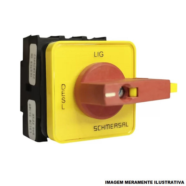 Chave Seccionadora Rotativa LB 120 Tripolar 20A Liga/Desliga Fixação Topo com Manopla Vermelha/Amarela